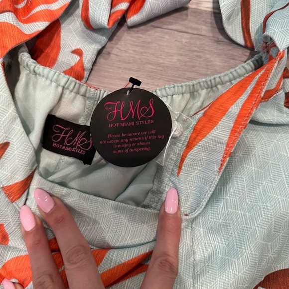 Hot Miami Styles Romper Blue Maxi Dress With Slits NWT - Picture 3 of 5